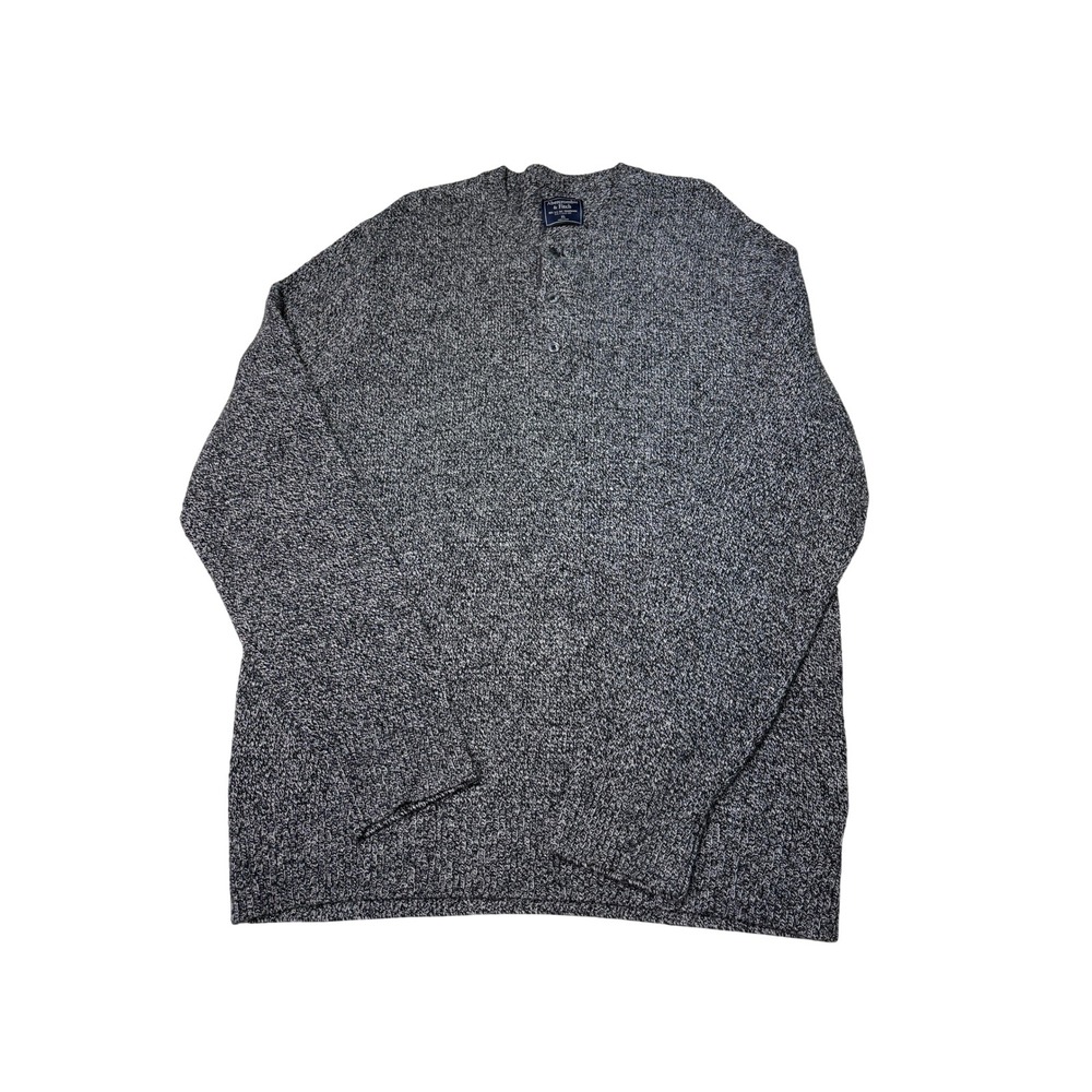 Abercrombie & Fitch Mens XL Marled Henley Sweater Wool Blend Black White Knit